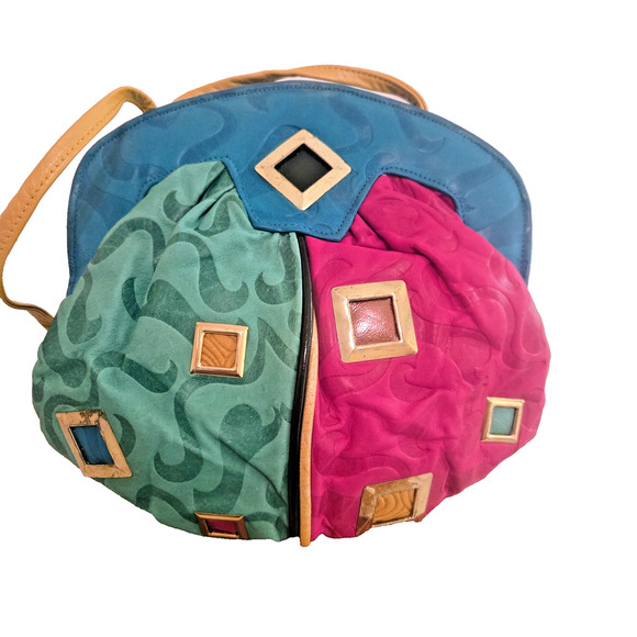Colini Handbags - Vintage Colini 1980s colorblock leather handbag purse
